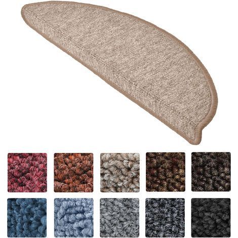 Beautissu ProStair Alfombras pequeñas semicirculares para escaleras (55 x 15 cm), set de 15 unidades Arena, 55 x 15 x 4 cm