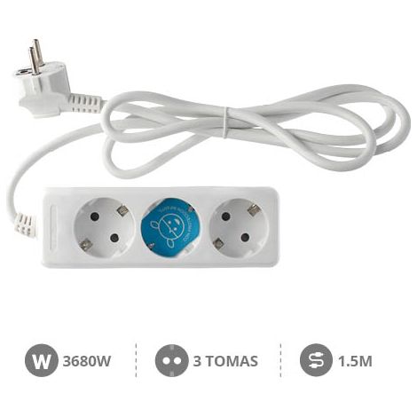 Base múltiple 3 enchufes 1.5m de cable 3x1mm blanca GSC 0000000 (1/2)