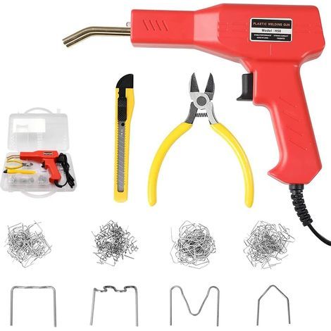 50-W-Kunststoffschweißgerät, 220-V-Kunststoffschweißwerkzeug, Reparaturset für Autostoßstangen mit 200 Schweißnägeln und einer Klemme für Armaturenbrett- und Stoßstangenreparatur (1/5)