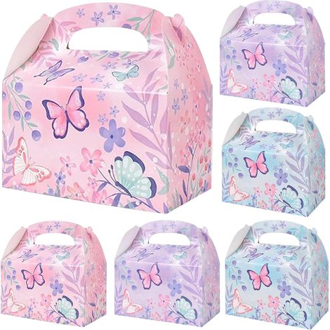 6 Pièces Boîtes à Friandises pour la Fête, Boite Cadeau Anniversaire, Fleurs Papillon Boîtes à Goûter à Thème en Papier, Boite Cadeau Vide pour les Invités, Mariage, Bapteme, Anniversaire (1/5)