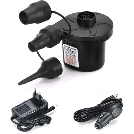 Pompe à Air Électrique Gonfleur Dégonfleur, Pompe Electrique avec 3 Buses Gonfleur Matelas Gonflable pour Matelas Pneumatique, Matelas Gonflables, Pataugeoire,Anneau de Natation (Maison/Voiture) (1/5)