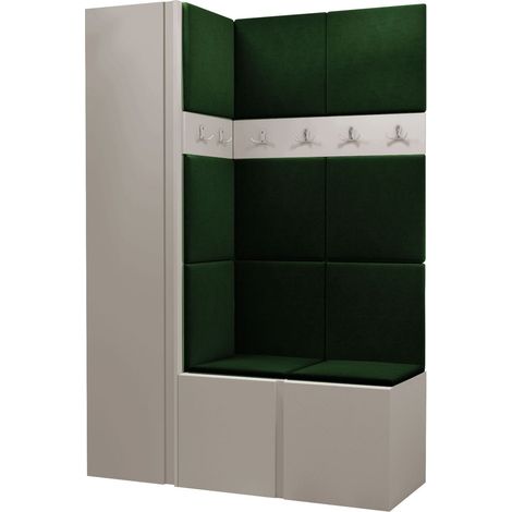 Conjunto para recibidor Pinis IX, Polo 889, 186x124x46cm, Aglomerado laminado, Tapiz, Colocada, Montada en la pared (1/5)