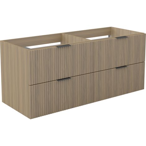 Ocean Meuble de Salle de Bain Suspendu Noyer 120cm, 4 Tiroirs avec Soft-Close, sans vasque (1/5)