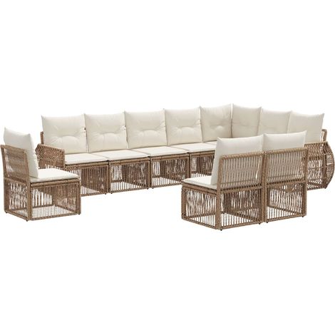 Gartensofa-set 10 pcs Beige und Cremeweiß Poly-Rattan vidaXL