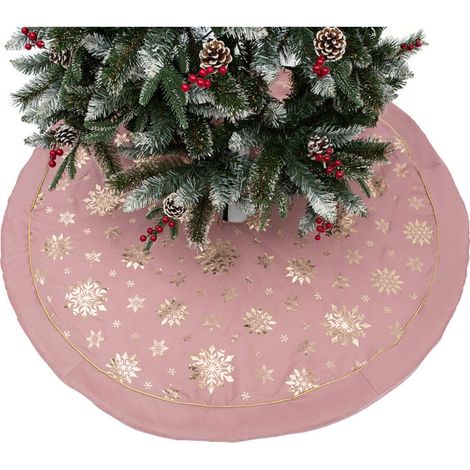 Runder Weihnachtsbaumrock, Weihnachtsbaumschmuck, geeignet für die festliche Heimdekoration (120 cm, rosa)