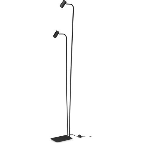 Ideal Lux Lampada da terra moderna Ginger 2 luci GU10 nero metallo