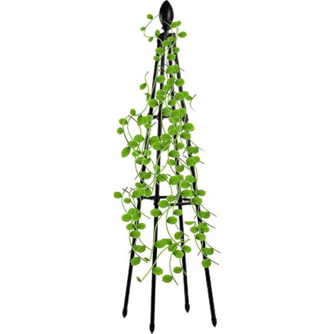Grimpante obélisque en métal, 120 cm, Cadre en Acier, Treillis de Vigne, décoration Florale, Cour Ronde, résistante aux intempéries (1/5)