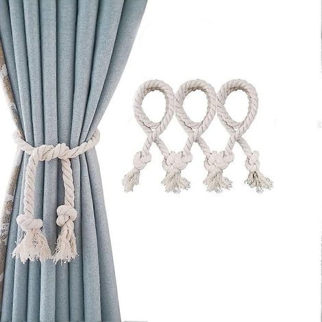 Lot de 4 embrasses de rideaux, boucles pour cordon de rideau, supports de rideaux faits main, attaches de rideaux en coton tissées à la main (1/5)