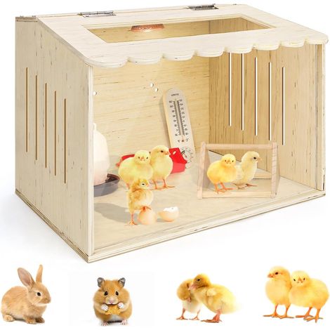 Poulailler Box pour poussins, cage de caille en bois pour hamsters, canetons, hérissons, lézards, puits de toit, poulailler (40 x 30 x 30 cm)
