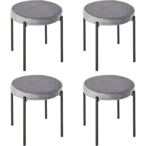 4er set esszimmerhocker thekenhocker mit gepolstertem sitz rundhocker barhocker velvet touch polyester stahl grau 415 x 415 x 46 cm 202105119 (1/5)