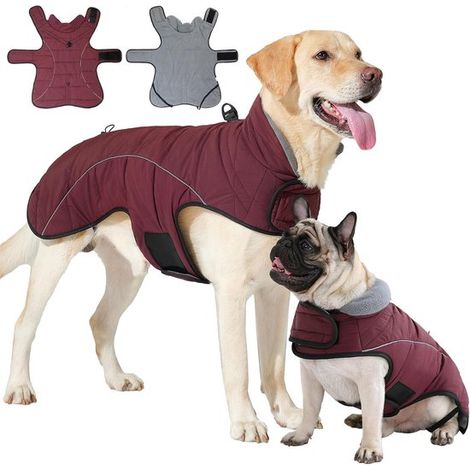 Cappotto impermeabile per cani - Cappotto caldo in pile per cani - Maglione invernale con anelli a D riflettenti - Con cerniera - Adatto a cani di piccola, media e grande taglia - Taglia XXL (1/5)