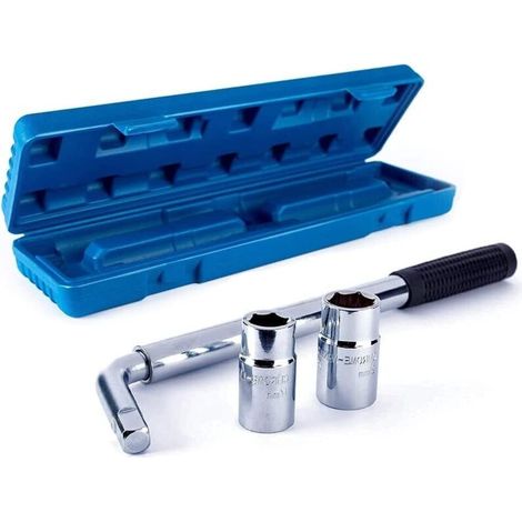 Lntyq Clé De Roue De Voiture RéTractable, Clé à Molette TéLescopique Avec Douilles Standard 17/19mm Et 21/23mm, AntidéRapant, Durable, Pour Voiture/Camionnette/Camion Pneu De Secours Panne D'Urgence E