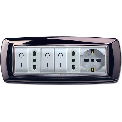 Placca 7 moduli metal black