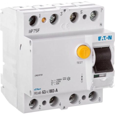 Interruptor diferencial tipo A de 4 polos, 63 A y 0,03 A, FRCMM-63/4/003-A 170334