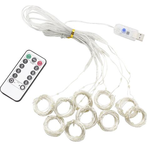Guirlande lumineuse LED fil de cuivre pour rideau extérieur, étanche à boule, USB, décoration blanche chambre, éclairage d'ambiance, fixation PVC Noël (1/5)