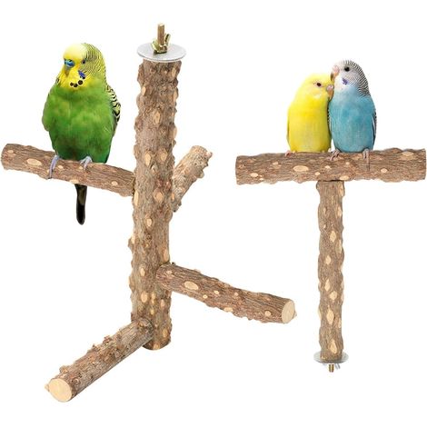 2 PCS Perchoirs en Bois pour Cage à Oiseaux Perroquets Perchoirs Jouets Oiseaux pour Petits et Moyens Perroquets, Favorise l’Exercice et la Santé Mentale (1/5)