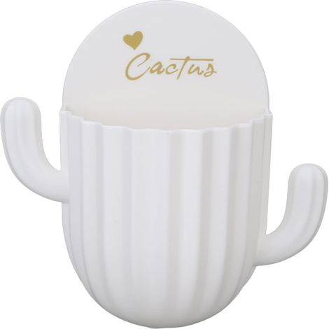 Self-Adhesive Remote Control Organiser Holder Cactus Decorative Toothbrush Stand(white) (1/5)