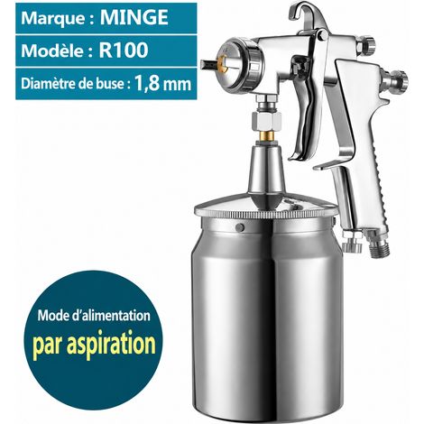 Pistolet à peinture pneumatique R100 à godet inférieur 1.5 haute atomisation pour meuble et boiserie, finition peinture vernis, 1 kg – Livraison gratuite (1/4)