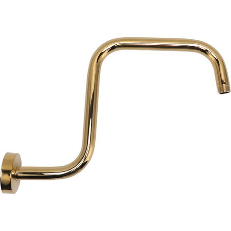 Bras de douche d'extension en acier inoxydable, bras de douche surélevé avec bride, fixation murale, tuyau de douche doré (1/5)