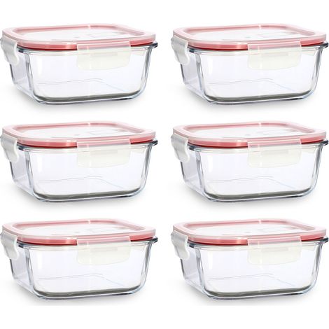 Lot de 6 boîtes hermétiques en verre 800ml, CLÉMENTINE (1/2)