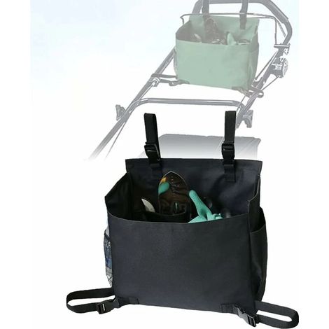 Sac de rangement pour accessoires de tondeuse à gazon manuelle d'extérieur, noir (1/5)