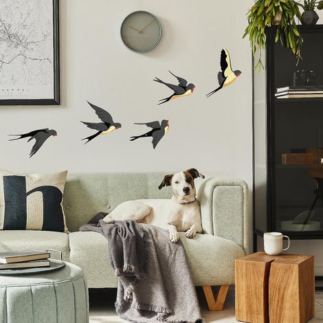 stickers Pour Fentre - 2 Superbes Stickers Lectrostatiques Dcoratifs Au Motif Hirondelles Permet Dviter Que Les Oiseaux Ne Se Cognent Dans Vos Fe (1/5)
