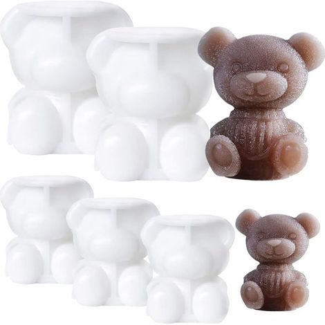 Eiscremeform in Bärenform – 3D-Silikonform – 2 große und 3 kleine Bärenformen – 5 Teile (1/5)