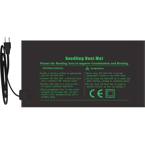 220V Seedling Heat Mat, Electronic Reptile Plant Heating Mat, Terrarium Heating Plate, Waterproof Hydroponic Heating Mat for Reptile Seed Plants (24 x 52cm) (1/5)