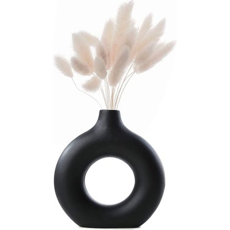 Vasi per Erba della Pampa, Vaso Creativo Decorazioni per la Casa Moderne, Vaso Fatto a Mano in Ceramica Nero Fiori Secchi Ornamenti Artigianali per la Decorazione della Casa dell'Ufficio - L (1/5)