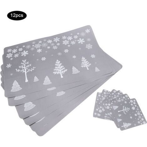 Tapis de tasse de thé imprimé de nol, 12 pièces, sous-verres, théière, Placement, tapis de Table, décoration