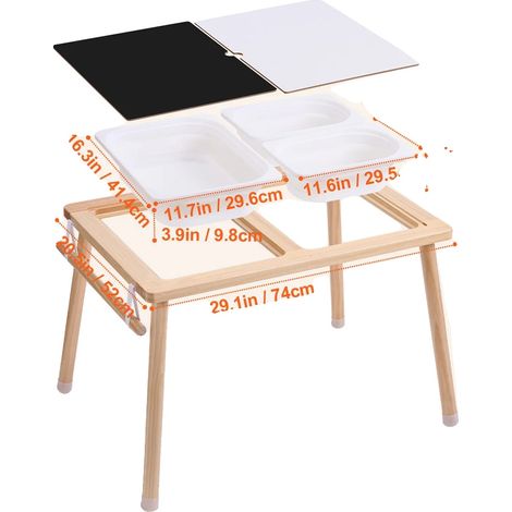 Mesa sensorial, bandeja de doble cara, contenedores de almacenamiento plegables, rollo de papel (1/2)