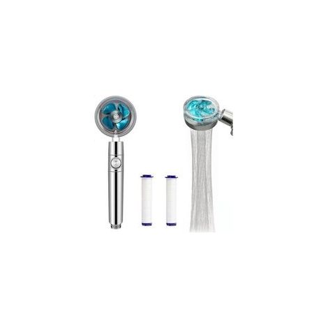 (bleu, un).Pommeau de douche à puissance accrue, pommeau de douche haute pression, jet rotatif à 360 °, installation facile pour accessoires de salle de bain avec filtre (1/4)