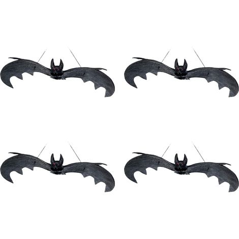 Lot de 4 chauve-souris réalistes à suspendre pour décoration d'Halloween pour jardin, cour, fenêtre, intérieur et extérieur, centres de table, chauve-souris, décoration à suspendre (1/5)