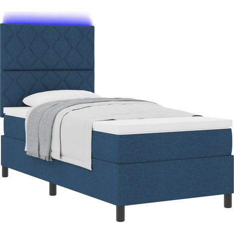 Maison Exclusive - Lit à ressorts avec matelas avec LED Bleu 100 x 200 cm tissu (1/5)
