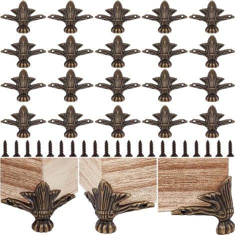 Pieds de Boîte en Alliage de Zinc Bronze Antique et Laiton Style Vintage Décoratifs pour Coffrets à Bijoux Coffres de Rangement Armoires et Boîtes Cadeaux en Bois. Vis Incluses (1/5)