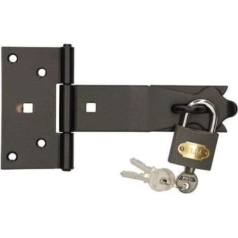 Loquet de sécurité 160 x 35 mm – Acier noir résistant aux intempéries – Cadenas à charnière pour portes et caves-NANOTEH (1/5)