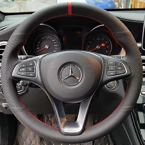 Housse de volant tressée en similicuir noir résistant à l'usure, à faire soi-même, pour Mercedes-Benz Vito III (W447) 2015-2020 (1/4)