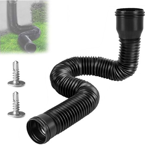 Canaux de Toit, Tuyau de Descente, Extension de Gouttières 150 cm Extensions de Tuyaux de Découverte Rainpale, Kit Flexible, Fossé de Pluie, Extension de la Pelouse (1 Noir) (1/5)