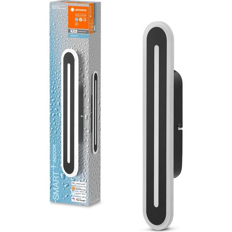 Lampe de salle de bain noir, 1600LM, 3000-6500K, 400mm x 70mm, IP44, applique murale avec la technologie wifi, dimmable, contrôlable via l'application et l'assistant vocal (1/5)