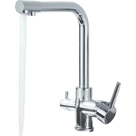 Grifo con control de agua fría y caliente, caño giratorio, cromado. (1/2)