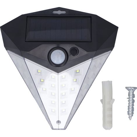 Lampadaire solaire mural 3 modes détection mouvement IP65 étanche 36 LED extérieur pour cour jardin terrasse (1/5)
