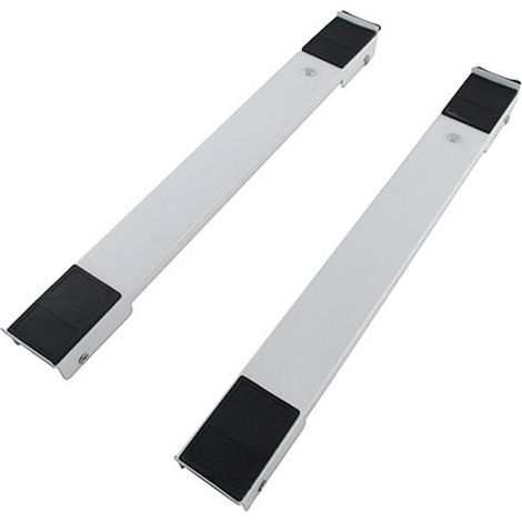 WURKO soportes extensibles 44/70 cm con ruedas juego 2 , Juego de 2 soportes rectangulares para electrodomésticos. Esmaltado blanco, con almohadilla goma amortiguador.Extensible 44 (1/3)