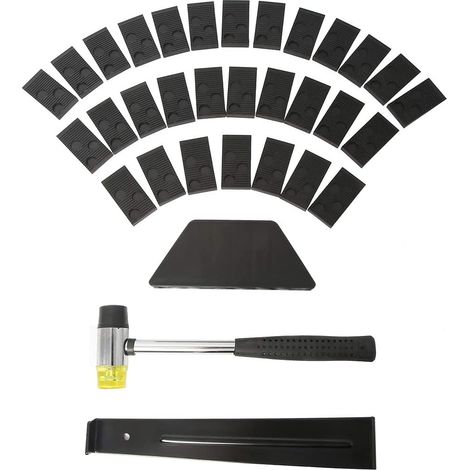 Kit d'installation de parquet stratifié avec 30 entretoises, bloc de taraud, barre de traction et maillet (1/5)