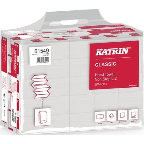 ELOS Toalla plegable Katrin Classic L 2 2-capas blanca L240mm xW320aprox.mm 3000 toallas/caja - 615490