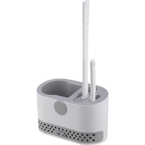 Brosse de toilette sans recoins difficiles d'accès, brosse de toilette à poils doux, double usage, pour une utilisation contre les murs et contre les parois. (1/4)