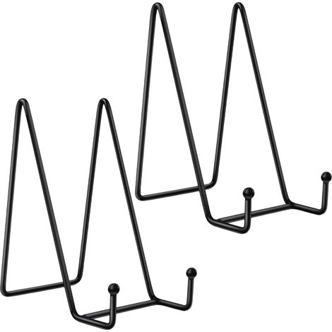 Présentoirs à assiettes de 15 cm-Lot de 2 supports en fer noir,chevalet,cadre métallique pour photos,vaisselle et objets décoratifs (1/5)