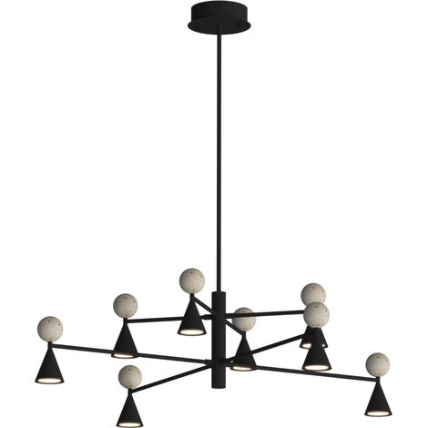 Suspension LED moderne avec boules en travertin BINGO Maxlight noire, 8 lumières (1/2)