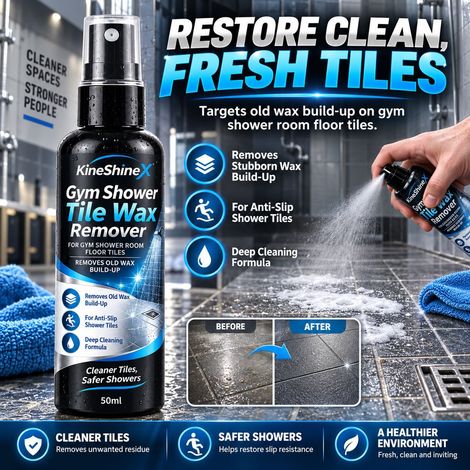 KineShineX Gym Shower Tile Wax Remover, Anti-Slip Shower Tile Old Wax Removal Spray (1/4)