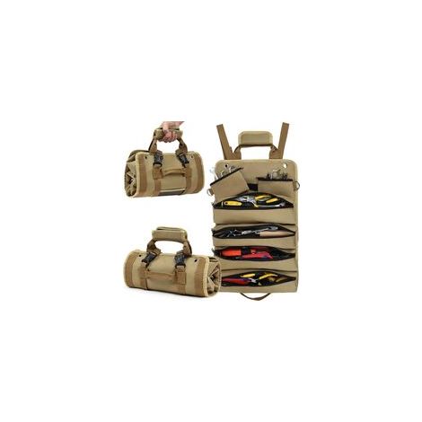Sac à outils, pliable, enroulable et robuste, pochette à outils avec 2 pochettes à outils amovibles, organiseur multifonction pour mécanicien, excellent cadeau pour grand-père, papa, petit ami