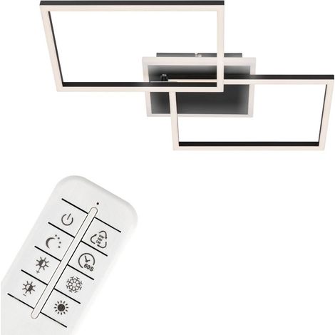 LED Deckenleuchte CCT Dimmbar Fernbedienung Timer 40W schwarz Metall Briloner